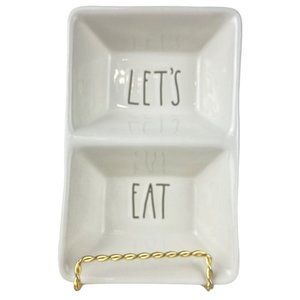 Rae Dunn Artisan Collection "LETS EAT" Snack Tray Large Letters Farmhouse NEW